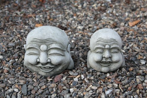 (L) KB68 Med Round Buddha Head (R) KB67 Small Round Buddha Head